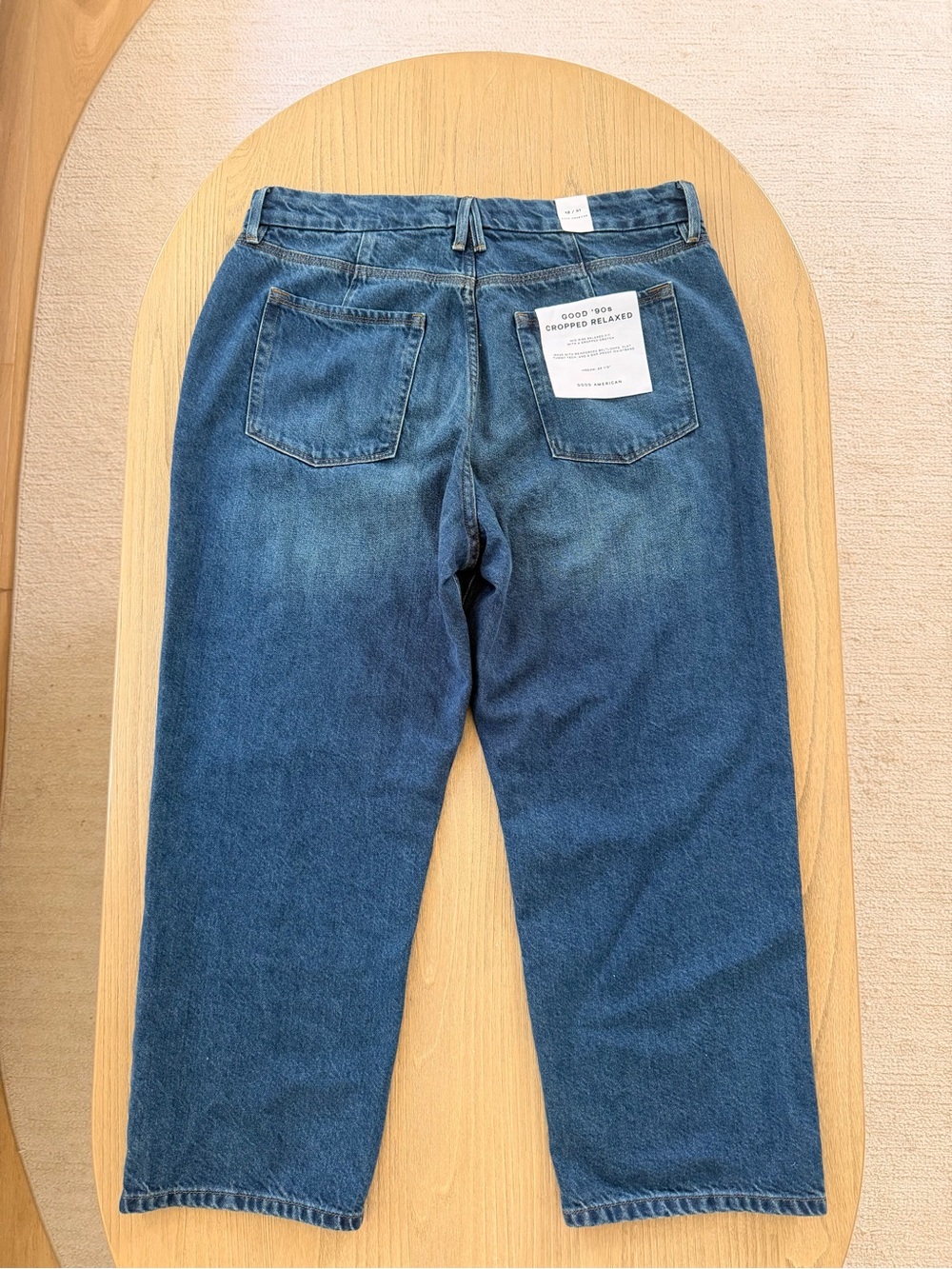 Good American Good 90s Cropped Relaxed Jeans In Dark Blue NWT Size 12 - Picture 6 of 11